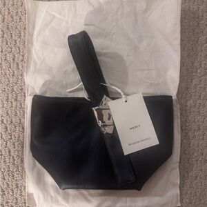 NWT Merit x Brandon Maxwell w/ dust bag Black Leather Bag Pouch Handbag Clutch